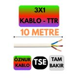 Avarson Öznur 3x1 TTR Kablo, 10 Metre, Beyaz