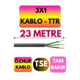 Avarson Öznur 3x1 TTR Kablo, 23 Metre, Siyah