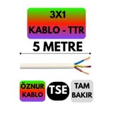 Avarson Öznur 3X1 TTR Kablo, 5 Metre, Beyaz