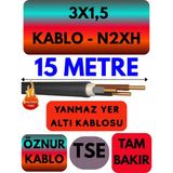Avarson Öznur 3X1,5 N2XH (Alev Iletmez) Yer Altı Kablosu Metre Seçenekli - 15 METRE