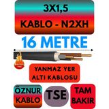 Avarson Öznur 3X1,5 N2XH (Alev Iletmez) Yer Altı Kablosu Metre Seçenekli - 16 METRE