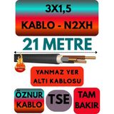 Avarson Öznur 3X1,5 N2XH (Alev Iletmez) Yer Altı Kablosu Metre Seçenekli - 21 METRE