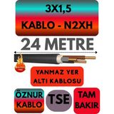 Avarson Öznur 3X1,5 N2XH (Alev Iletmez) Yer Altı Kablosu Metre Seçenekli - 24 METRE