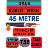 Avarson Öznur 3X1,5 N2XH (Alev Iletmez) Yer Altı Kablosu Metre Seçenekli - 45 METRE