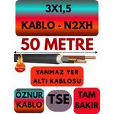 Avarson Öznur 3X1,5 N2XH (Alev Iletmez) Yer Altı Kablosu Metre Seçenekli - 50 METRE