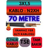 Avarson Öznur 3X1,5 N2XH (Alev Iletmez) Yer Altı Kablosu Metre Seçenekli - 70 METRE