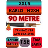 Avarson Öznur 3X1,5 N2XH (Alev Iletmez) Yer Altı Kablosu Metre Seçenekli - 90 METRE