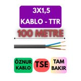 Avarson Öznur 3x1,5 TTR Enerji Kablosu, 100 Metre, Siyah