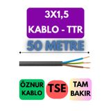 Avarson Öznur 3x1,5 TTR Enerji Kablosu, 50 Metre, Siyah