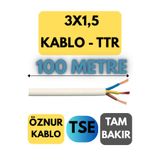 Avarson Öznur 3X1,5 TTR Kablo, 100 Metre, Beyaz