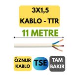 Avarson Öznur 3X1,5 TTR Kablo, 11 Metre, Beyaz