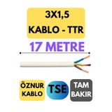 Avarson Öznur 3X1,5 TTR Kablo, 17 Metre, Beyaz