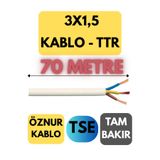 Avarson Öznur 3X1,5 TTR Kablo, 70 Metre, Beyaz