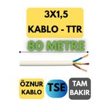 Avarson Öznur 3X1,5 TTR Kablo, 80 Metre, Beyaz