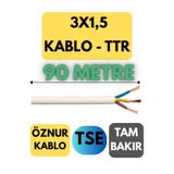 Avarson Öznur 3X1,5 TTR Kablo, 90 Metre, Beyaz