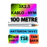 Avarson Öznur 3x2,5 Antigron NYM Kablo, 100 Metre, Gri