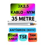 Avarson Öznur 3X2,5 Antigron (NYM) Kablo, 35 Metre, Gri