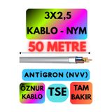 Avarson Öznur 3x2,5 Antigron NYM Kablo, 50 Metre, Gri