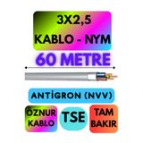 Avarson Öznur 3x2,5 Antigron NYM Kablo, 60 Metre, Gri