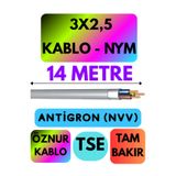 Avarson Öznur 3x2,5 NYM Antigron Kablo, 14 Metre, Gri