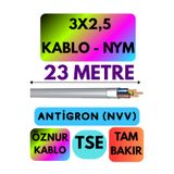 Avarson Öznur 3x2,5 NYM Antigron Kablo, 23 Metre, Gri