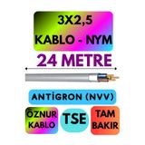Avarson Öznur 3x2,5 NYM Antigron Kablo, 24 Metre, Gri