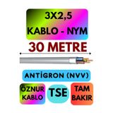 Avarson Öznur 3x2,5 NYM Antigron Kablo, 30 Metre, Gri