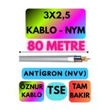 Avarson Öznur 3x2,5 NYM Antigron Kablo, 80 Metre, Gri