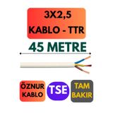 Avarson Öznur 3x2,5 TTR Kablo, 45 Metre, Beyaz