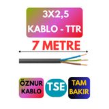 Avarson Öznur 3x2,5 TTR Kablo, 7 Metre, Siyah