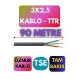 Avarson Öznur 3x2,5 TTR Kablo, 90 Metre, Siyah