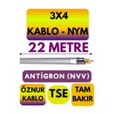 Avarson Öznur 3X4 Antigron NYM Kablo, 22 Metre, Gri