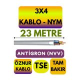 Avarson Öznur 3X4 Antigron NYM Kablo, 23 Metre, Gri
