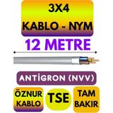 Avarson Öznur 3x4 Nym Antigron Kablo, 12 Metre, Gri - Çok Renkli