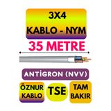 Avarson Öznur 3x4 NYM Antigron Kablo, 35 Metre, Gri