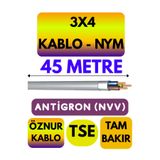 Avarson Öznur 3x4 NYM Antigron Kablo, 45 Metre, Gri
