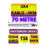 Avarson Öznur 3x4 NYM Antigron Kablo, 70 Metre, Gri