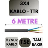 Avarson Öznur 3x4 Ttr Kablo Metre Seçenekli (Siyah) - 6 METRE