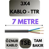Avarson Öznur 3x4 Ttr Kablo Metre Seçenekli (Siyah) - 7 METRE