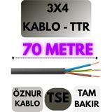 Avarson Öznur 3x4 Ttr Kablo Metre Seçenekli (Siyah) - 70 METRE