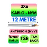 Avarson Öznur 3X6 ANTİGRON (NYM) Kablo (Gri) Metre Seçenekli 12 METRE