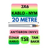 Avarson Öznur 3X6 ANTİGRON (NYM) Kablo (Gri) Metre Seçenekli 20 METRE