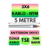 Avarson Öznur 3X6 ANTİGRON (NYM) Kablo (Gri) Metre Seçenekli 5 METRE
