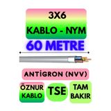 Avarson Öznur 3x6 NYM Antigron Kablo, 60 Metre, Gri