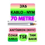 Avarson Öznur 3x6 NYM Antigron Kablo, 70 Metre, Gri