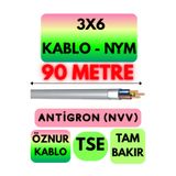 Avarson Öznur 3x6 NYM Antigron Kablo, 90 Metre, Gri
