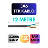 Avarson Öznur 3x6 TTR Kablo, 12 Metre, Siyah