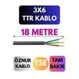 Avarson Öznur 3x6 TTR Kablo, 18 Metre, Siyah