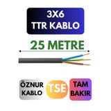 Avarson Öznur 3x6 TTR Kablo, 25 Metre, Siyah