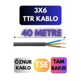 Avarson Öznur 3x6 TTR Kablo, 40 Metre, Siyah
